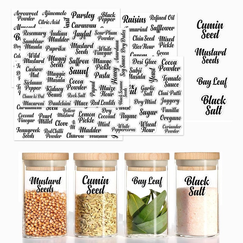 Fliptic ملصقات زجاجات ماسون شفافة ومائية مطبوعة لمطبخ التخزين وعبوات التوابل - أفضل ملصقات وحزمة تنظيم مكونة من 150 ملصق، 150 ملصق - Image 1