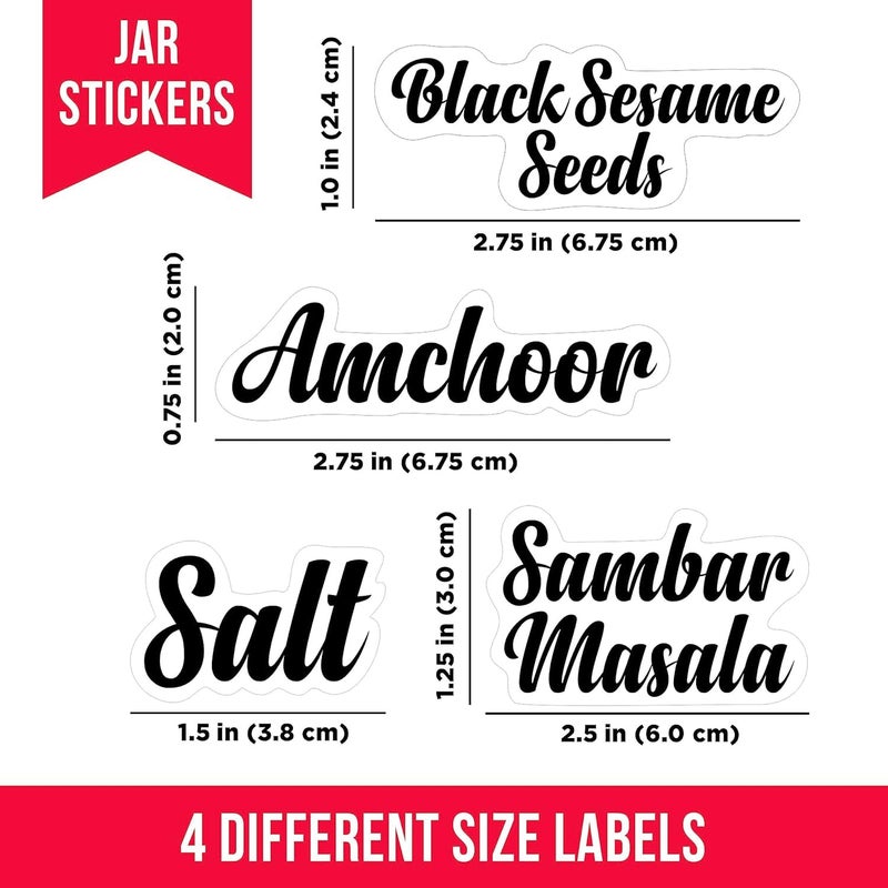 Fliptic ملصقات زجاجات ماسون شفافة ومائية مطبوعة لمطبخ التخزين وعبوات التوابل - أفضل ملصقات وحزمة تنظيم مكونة من 150 ملصق، 150 ملصق - Image 3