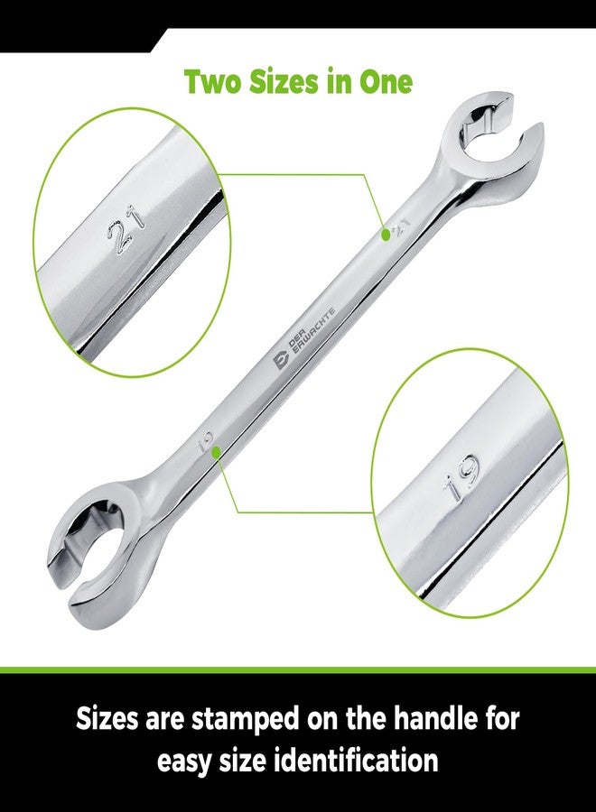 Der Erwachte Flare Nut Wrench Set, Standard & Metric, 10-Piece, 1/4" to 7/8'' & 8-21mm, CR-V Steel, Brake Line Wrench Set with Organizer Pouch - Image 3