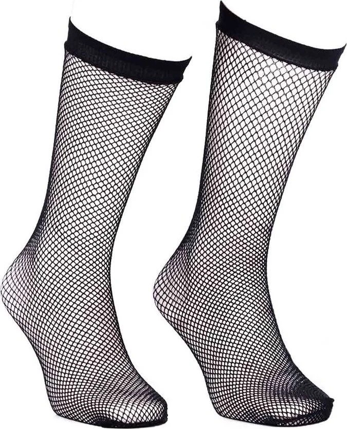 Mozsoo Dore Thin Hole Fishnet Knee High Black Socks 294 Black