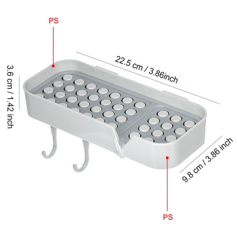 Favhome Luxury Eleghance Modern Rockstar Wall Mounted Soap Box Model 2024 for Bathroom with Drain Compartment and 2 Hooks - Image 3
