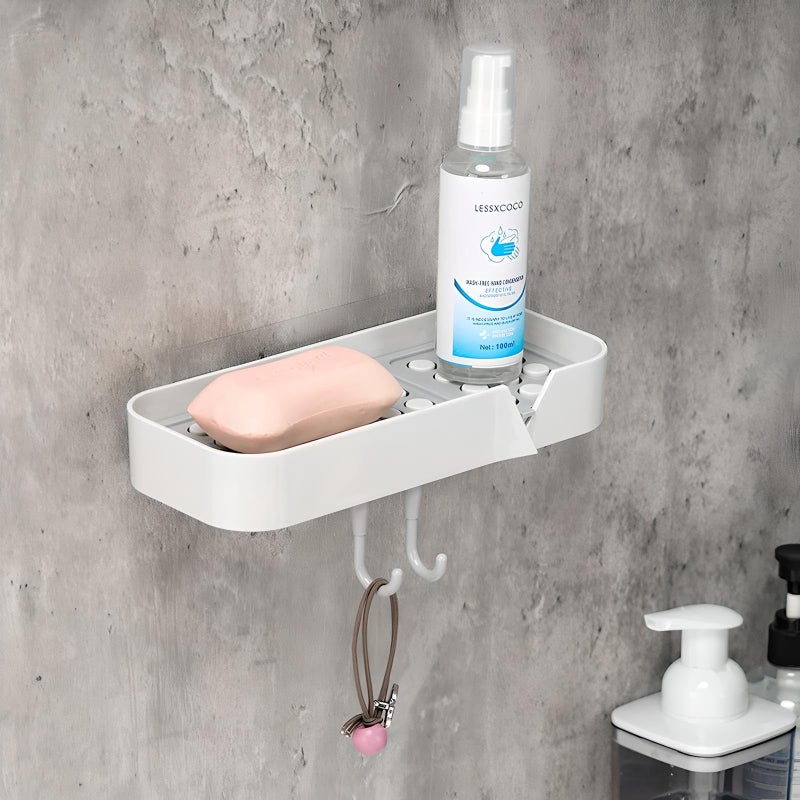 Favhome Luxury Eleghance Modern Rockstar Wall Mounted Soap Box Model 2024 for Bathroom with Drain Compartment and 2 Hooks - Image 2