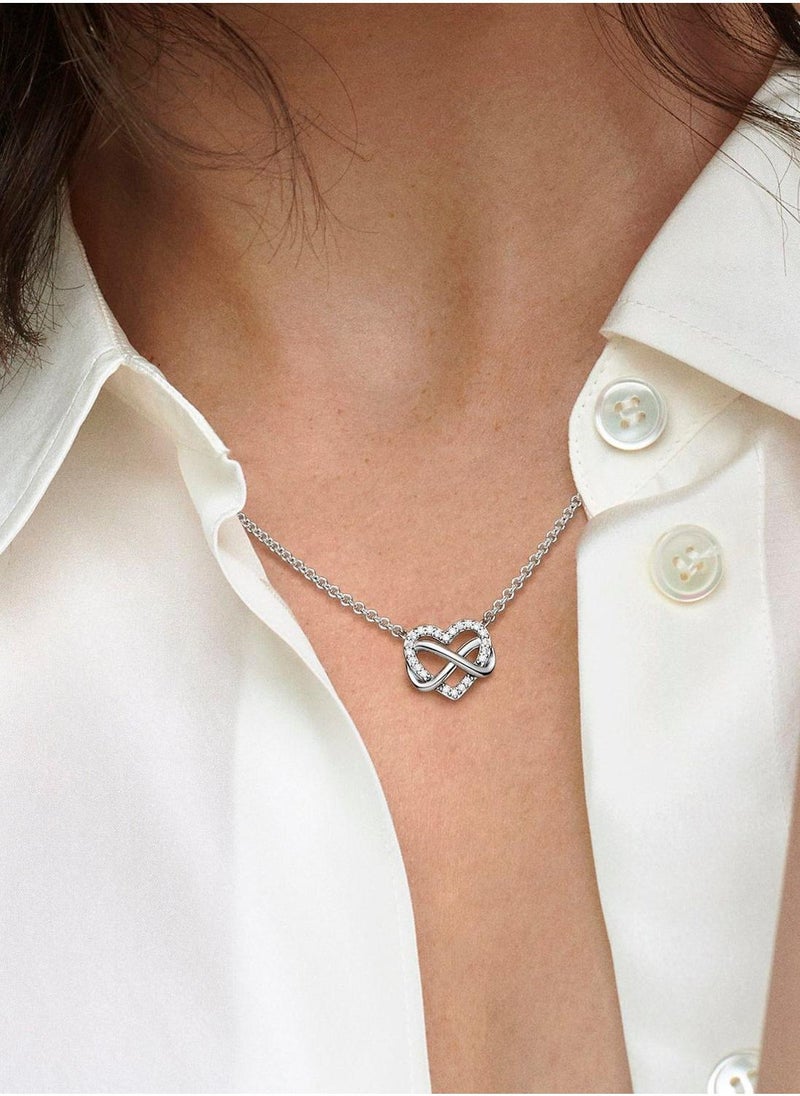 PANDORA Infinity Heart Sterling Silver Necklace - Image 3