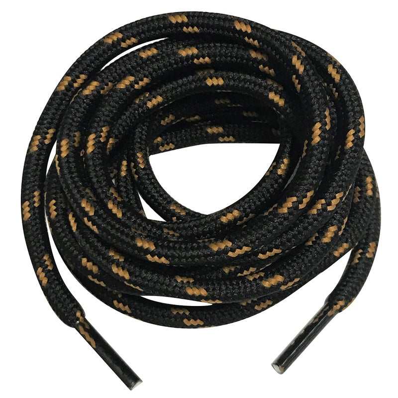 bq B&Q 3 Pairs Heavy Duty Round Boot Laces Shoelaces for Hiking Walking Construction Safety Work Boots Shoes (54" (140cm), Black Yellow Brown Spot) - Image 1
