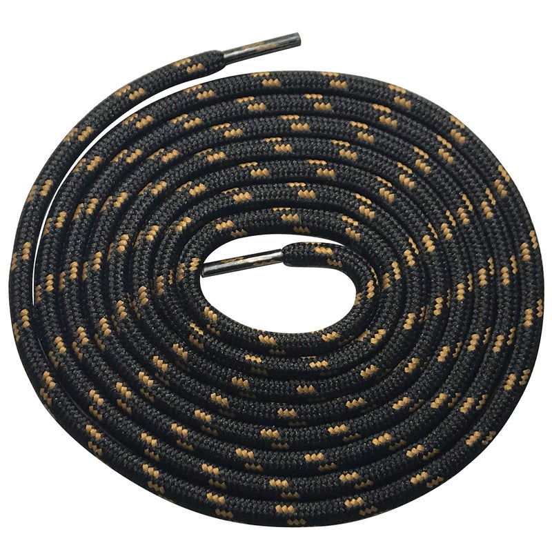 bq B&Q 3 Pairs Heavy Duty Round Boot Laces Shoelaces for Hiking Walking Construction Safety Work Boots Shoes (54" (140cm), Black Yellow Brown Spot) - Image 4
