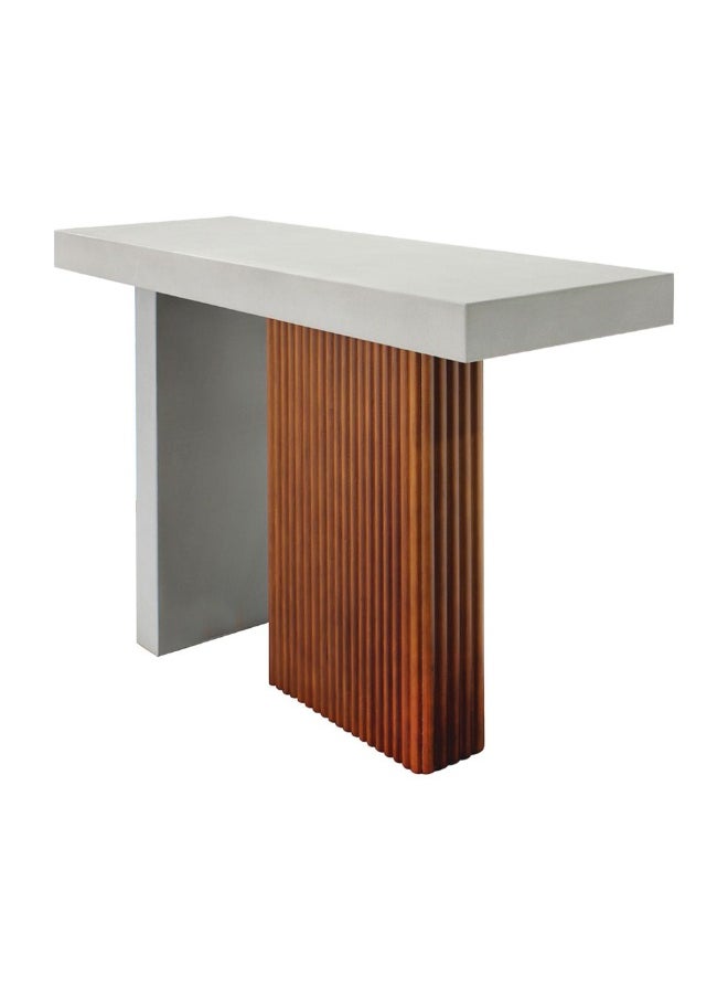 DANUBE HOME - Zenith Console Table With Mirror Modern Entryway Table Stylish Console For Living Room Durable Design With Reflective Mirror Elegant Home DÃ©cor Accent - Grey And Walnut - Image 1