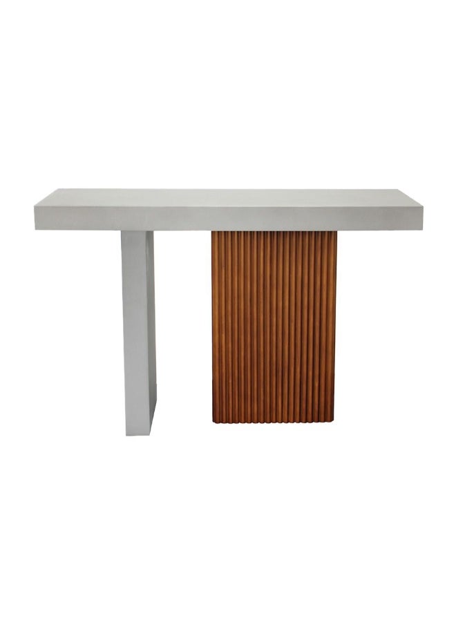 DANUBE HOME - Zenith Console Table With Mirror Modern Entryway Table Stylish Console For Living Room Durable Design With Reflective Mirror Elegant Home DÃ©cor Accent - Grey And Walnut - Image 1