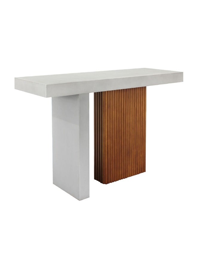 DANUBE HOME - Zenith Console Table With Mirror Modern Entryway Table Stylish Console For Living Room Durable Design With Reflective Mirror Elegant Home DÃ©cor Accent - Grey And Walnut - Image 1
