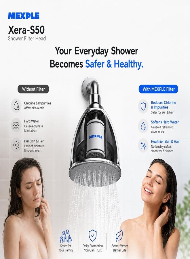 MEXPLE Shower Head Filter for Hard Water | Water Softener for Bathroom | Reduces Hair Fall, Dry Skin & Chlorine | Borewell/Tanker Water - Image 4
