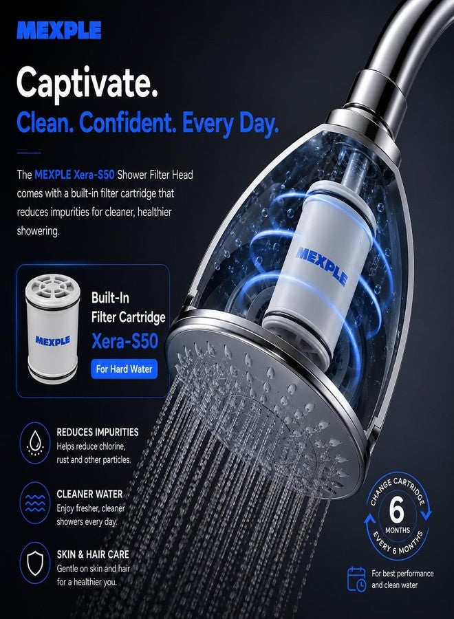 MEXPLE Shower Head Filter for Hard Water | Water Softener for Bathroom | Reduces Hair Fall, Dry Skin & Chlorine | Borewell/Tanker Water - Image 3