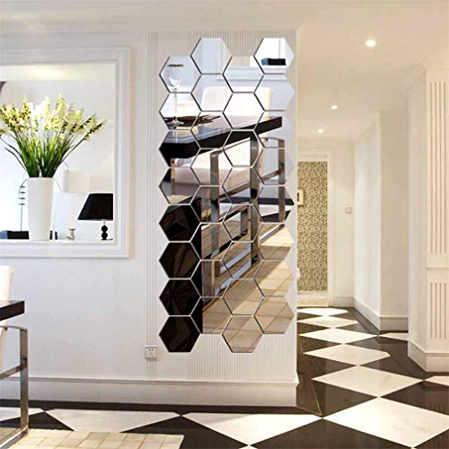 KimDaro 3D Hexagon Acrylic Mirror Wall Decor - Self Adhesive Tiles (15 PCS) - Image 3