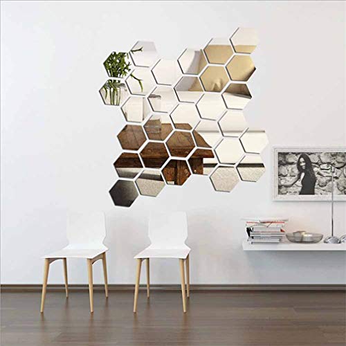 KimDaro 3D Hexagon Acrylic Mirror Wall Decor - Self Adhesive Tiles (15 PCS) - Image 2