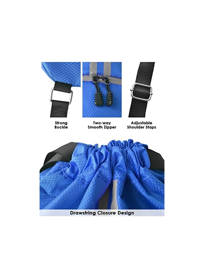 PROMASS Unisex Drawstring Backpack, Waterproof Travel Bag, Large Oxford Gym Bag, Student Backpack, Durable Sports Ball Bag with Shoe Compartment, Suitable for Sports Holidays School(Blue) - Image 2