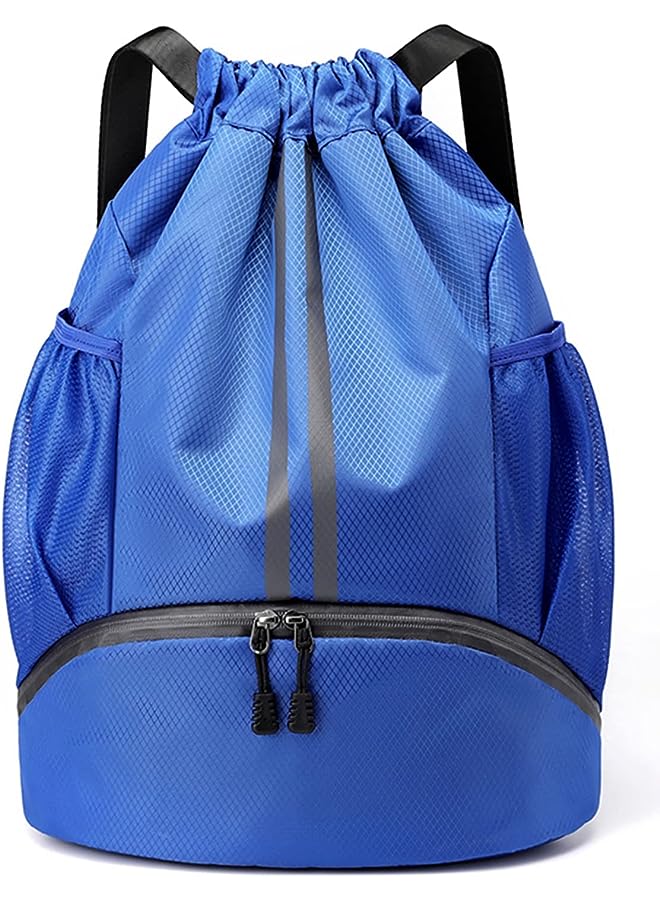 PROMASS Unisex Drawstring Backpack, Waterproof Travel Bag, Large Oxford Gym Bag, Student Backpack, Durable Sports Ball Bag with Shoe Compartment, Suitable for Sports Holidays School(Blue) - Image 1