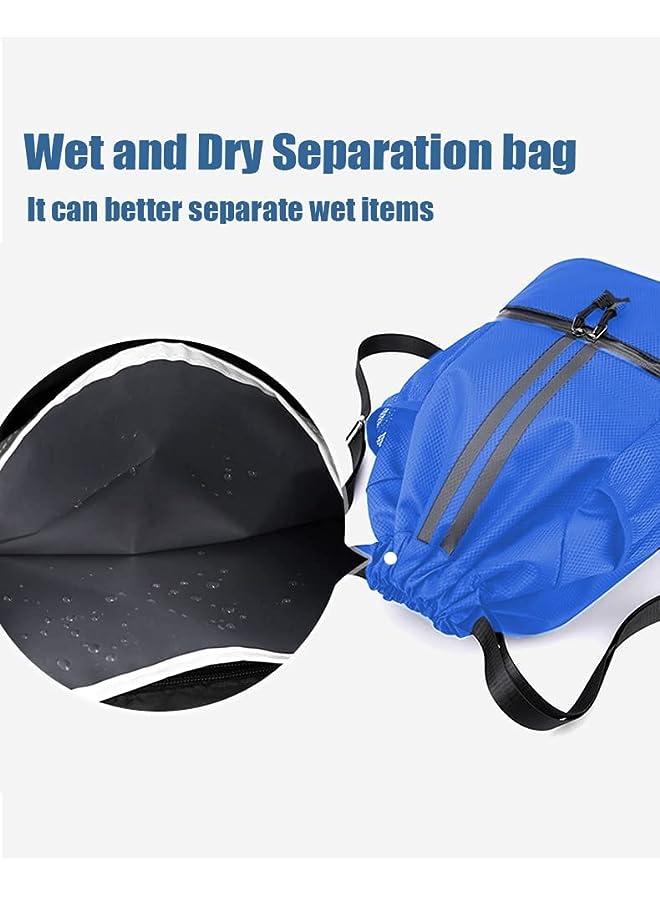 PROMASS Unisex Drawstring Backpack, Waterproof Travel Bag, Large Oxford Gym Bag, Student Backpack, Durable Sports Ball Bag with Shoe Compartment, Suitable for Sports Holidays School(Blue) - Image 4