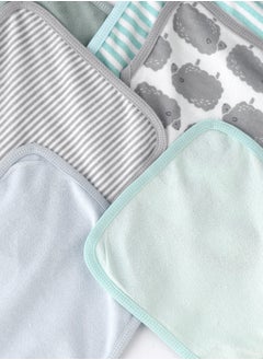 Tiny Hug Soft Baby Washcloths - Set of 6 in Pastel Colors with Animal and Stripe Patterns  - Image 2