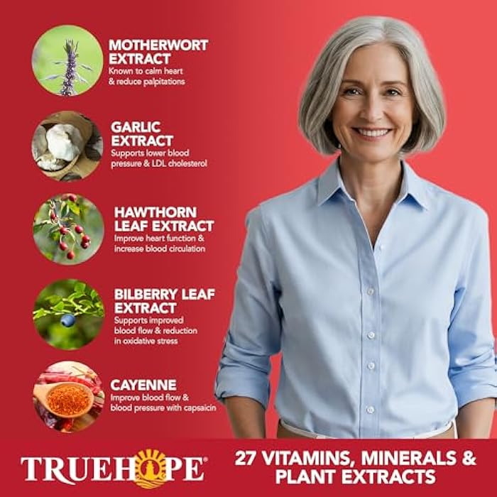 Truehope 27-in-1 Heart Health Supplement | Supports Blood Pressure, Circulation & Cardiovascular Health | Hawthorn, Motherwort, Inositol | + Advanced Chelation | Herbal Formula - Image 4