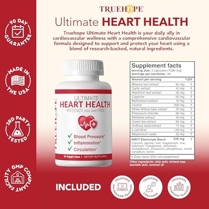 Truehope 27-in-1 Heart Health Supplement | Supports Blood Pressure, Circulation & Cardiovascular Health | Hawthorn, Motherwort, Inositol | + Advanced Chelation | Herbal Formula - Image 2