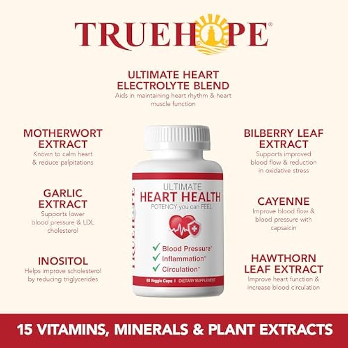 Truehope 27-in-1 Heart Health Supplement | Supports Blood Pressure, Circulation & Cardiovascular Health | Hawthorn, Motherwort, Inositol | + Advanced Chelation | Herbal Formula - Image 3