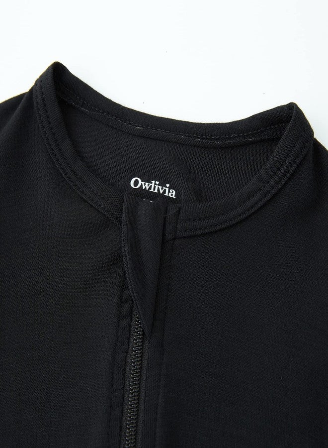 Owlivia Rayon Made from Bamboo Footie Pajamas, Baby Boy Girl Sleep 'N Play, Zip Front Footed Sleeper Pjs(Newborn, Black) - Image 4
