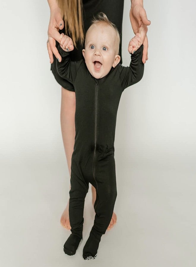 Owlivia Rayon Made from Bamboo Footie Pajamas, Baby Boy Girl Sleep 'N Play, Zip Front Footed Sleeper Pjs(Newborn, Black) - Image 3
