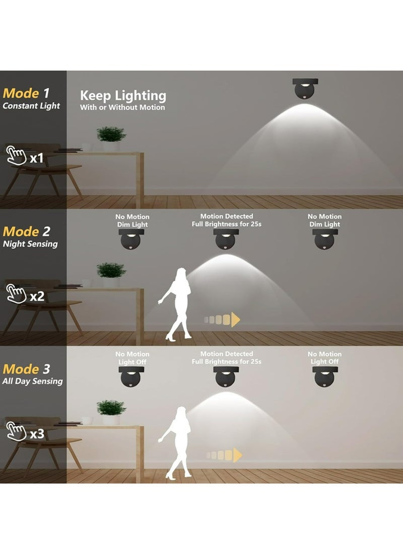 EzzySo Motion Sensor Picture Light LED Cat-Eye Bulb Wall Sconce 360° Rotation Rechargeable for Hallway Wall Stair Kids Room  - Image 4