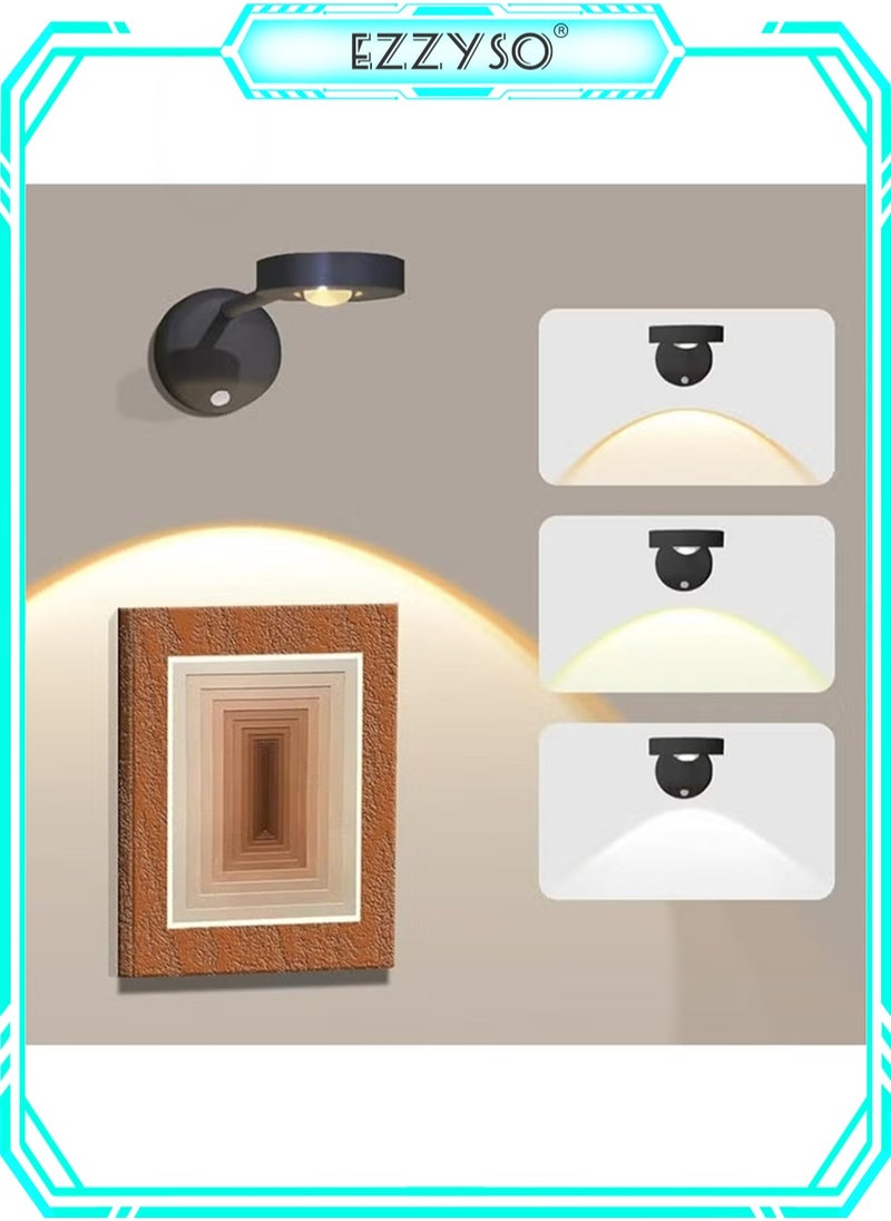 EzzySo Motion Sensor Picture Light LED Cat-Eye Bulb Wall Sconce 360° Rotation Rechargeable for Hallway Wall Stair Kids Room  - Image 1