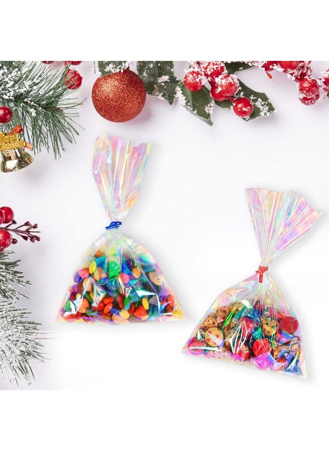 HRX Package 120Pcs Iridescent Cellophane Treat Bags With Ties 6X9 Inch Holographic Plastic Goody Bags For Candy Party Favors Small Gifts  - Image 3