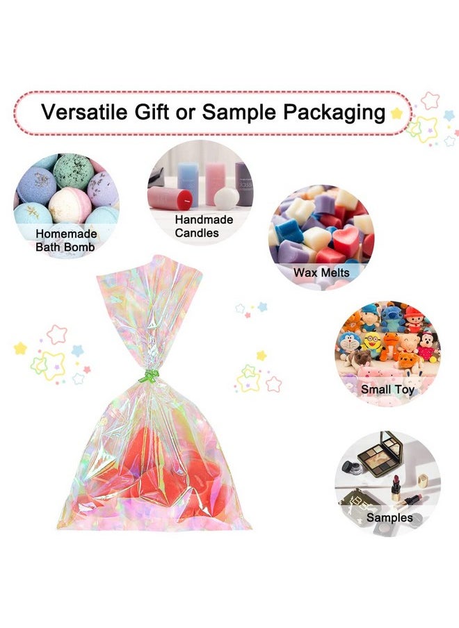 HRX Package 120Pcs Iridescent Cellophane Treat Bags With Ties 6X9 Inch Holographic Plastic Goody Bags For Candy Party Favors Small Gifts  - Image 5