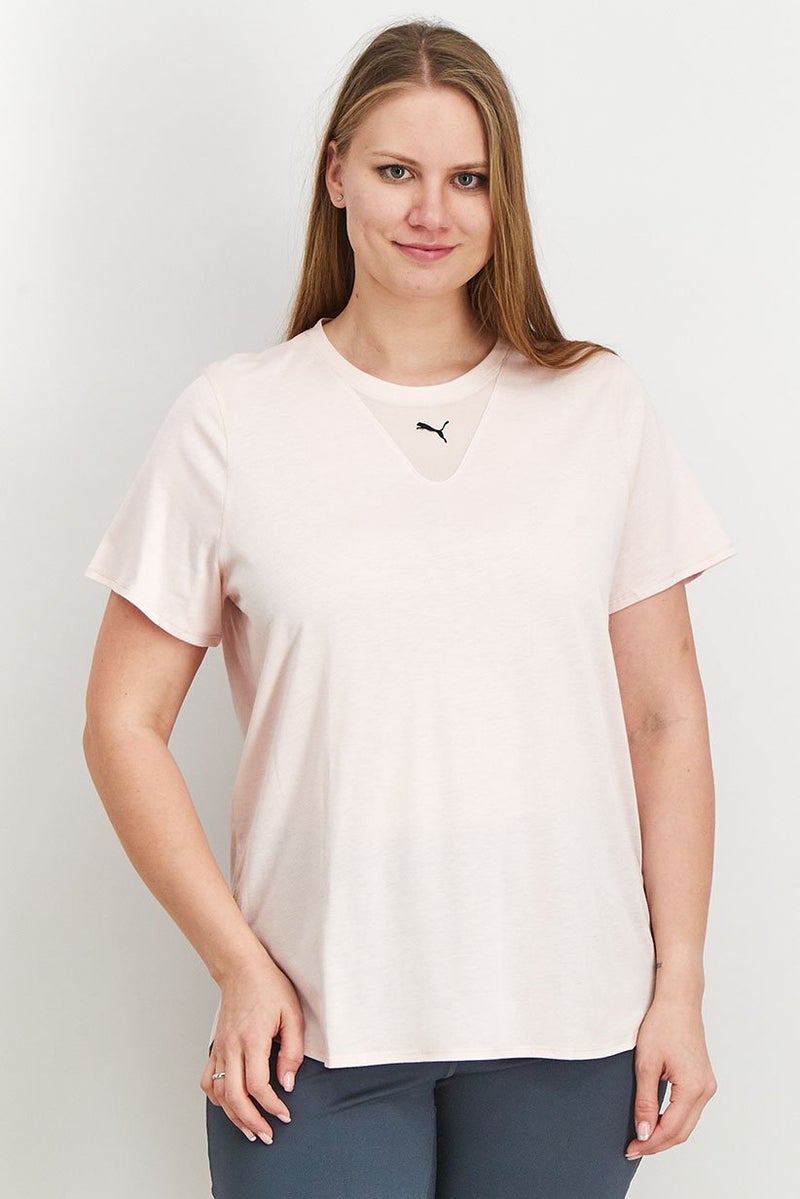PUMA Women Sportswear Fit Training Mesh Short Sleeve Tee, Light Pink - Image 1