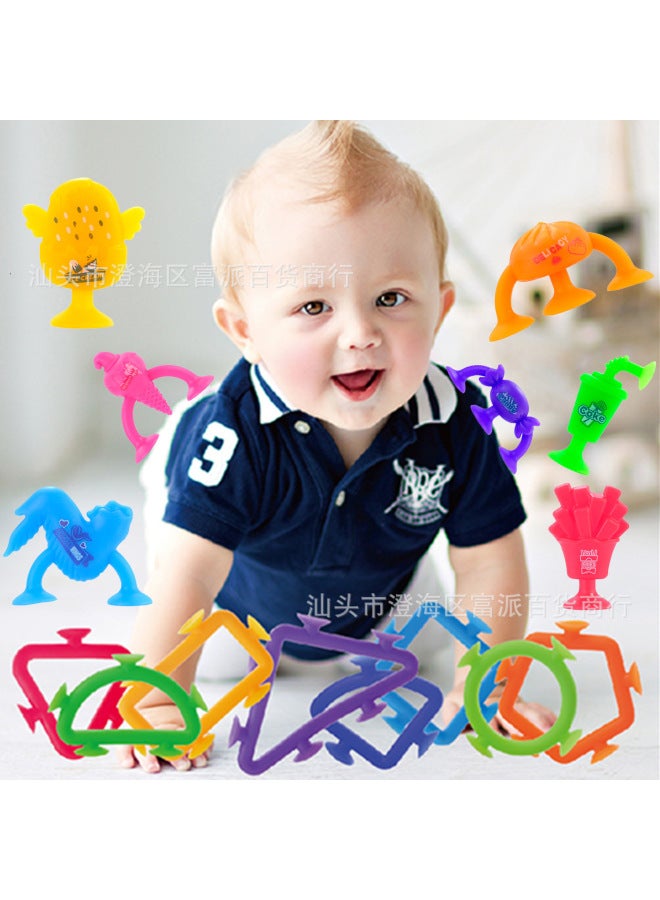 Fp Sucker Sticky Music Children's Bathroom Bath Toy French Fries Coke Chicken Wings Geometric Darts Educational Assembled Play - Image 2