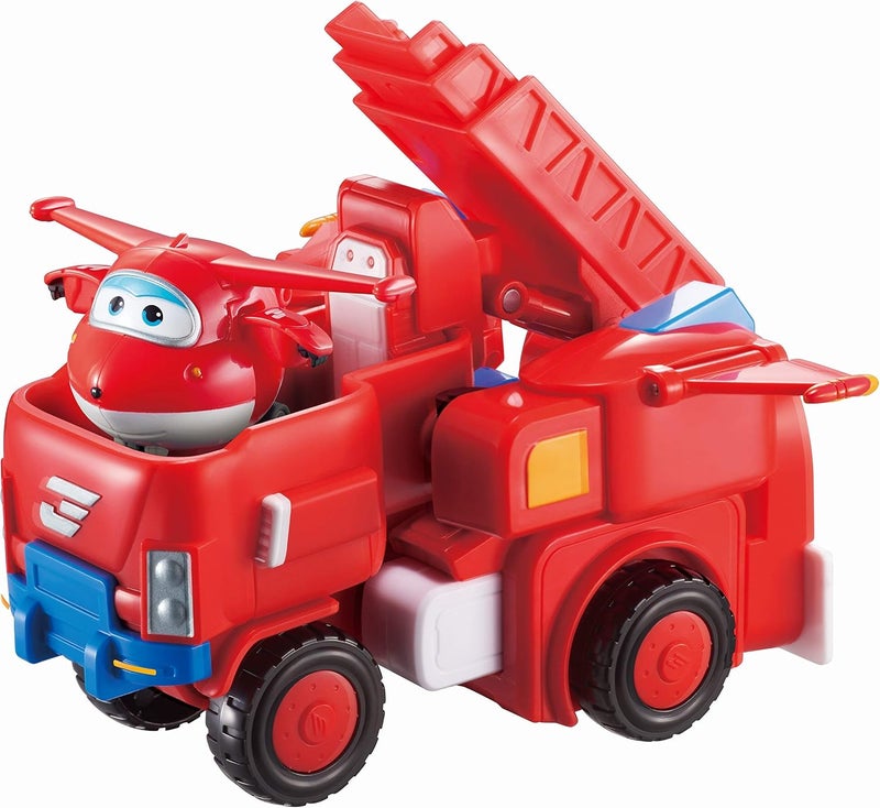 Super Wings - Jett's Robo Rig, Transforming Toy Truck and Airplane Vehicle Set | Includes a Red Transform-A-Bot Jett Figure, 2" Scale | Fun Preschool Birthday Gifts for Boys and Girls 3 4 5 years old - Image 1