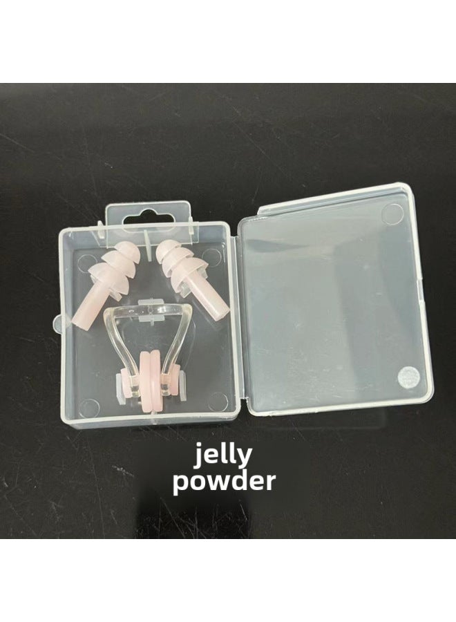 Generic Nose Clip Nose Clip Earplugs Suit Swimming Nose Clip Suit Waterproof Surfing Suffocating Clip Swimming Supplies-Color:Jelly Powder - Image 1