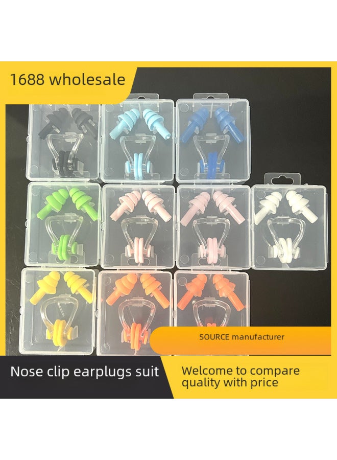 Generic Nose Clip Nose Clip Earplugs Suit Swimming Nose Clip Suit Waterproof Surfing Suffocating Clip Swimming Supplies-Color:Jelly Powder - Image 2