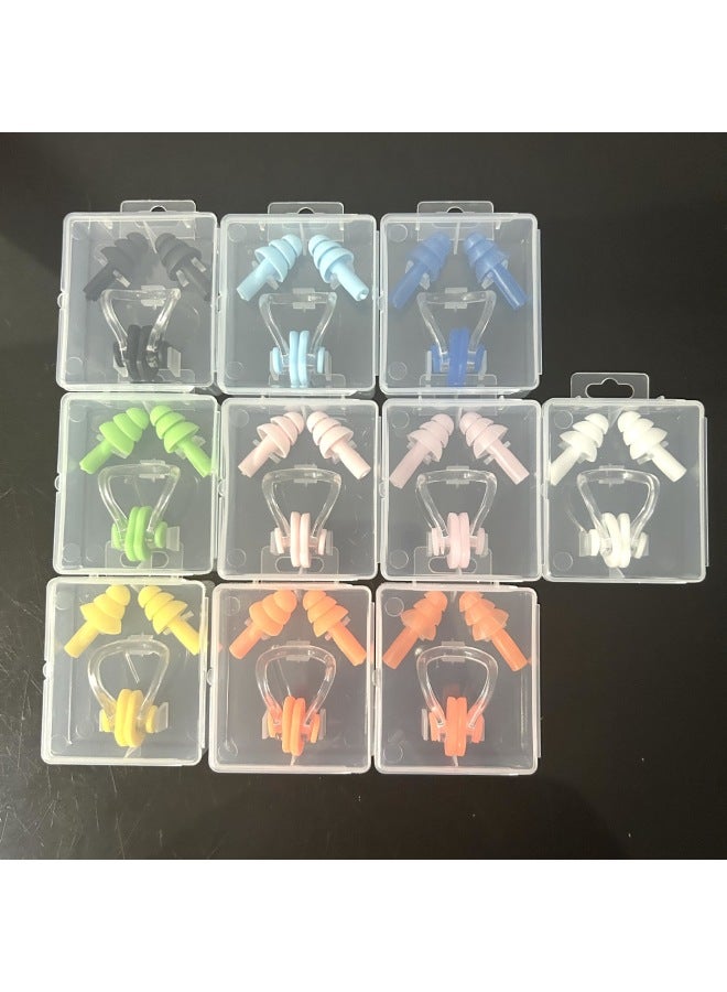 Generic Nose Clip Nose Clip Earplugs Suit Swimming Nose Clip Suit Waterproof Surfing Suffocating Clip Swimming Supplies-Color:Jelly Powder - Image 3