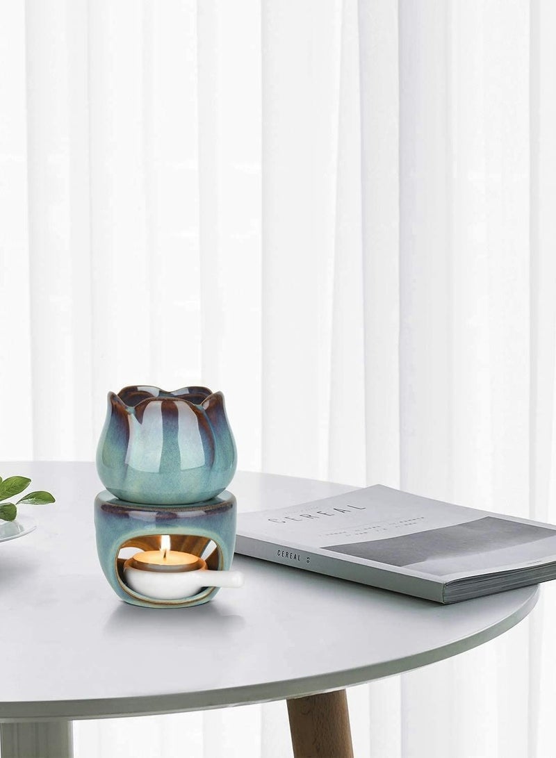 كاست ويف موقد شمع ذوبان الزيوت العطرية، موقد سيراميكي قابل للإزالة للعلاج بالروائح العطرية، موزع شموع الزيوت العطرية، سخان شمع التارت - Image 5