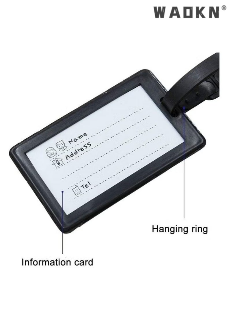 WAOKN 7PCS Luggage Tag with Name ID Card,Flexible  PVC Soft Rubber Luggage Tags Personalised Identifier ID Labels, Colorful Secure Travel Luggage Labels for Travel,Fashionable Silicone Tags  - Image 4
