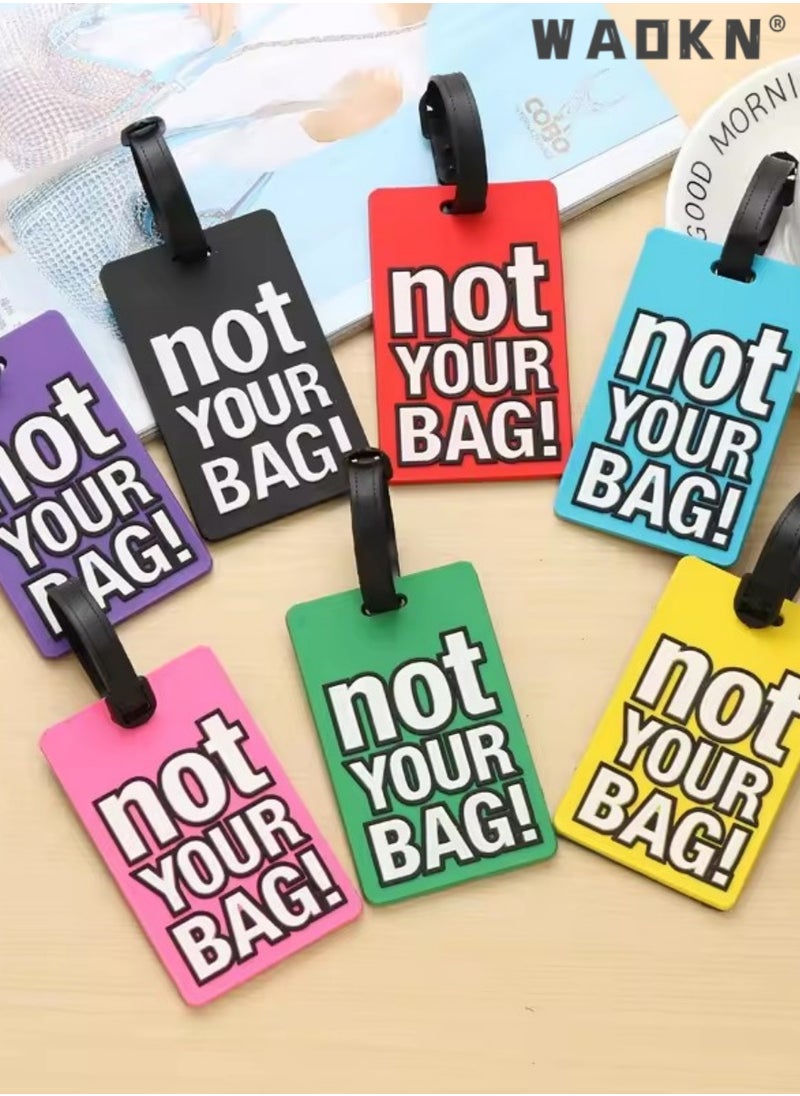 WAOKN 7PCS Luggage Tag with Name ID Card,Flexible  PVC Soft Rubber Luggage Tags Personalised Identifier ID Labels, Colorful Secure Travel Luggage Labels for Travel,Fashionable Silicone Tags  - Image 1