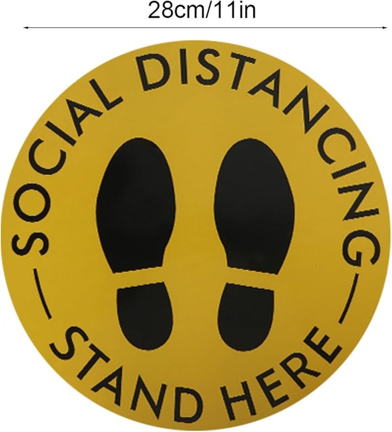 Yellow Social Distancing Floor Stickers Distance Marker Decals For Public Areas Schools 5PCS - Image 4
