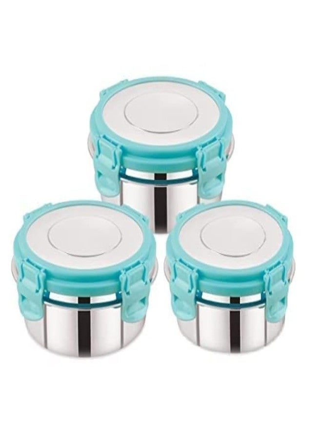 Foliam Leak Proof Click and Seal Lock Stainless Steel Storage/Air Tight Tiffin Container/Lunch Container with lid (Fusion 150+250+350 ml)Silver - Image 1