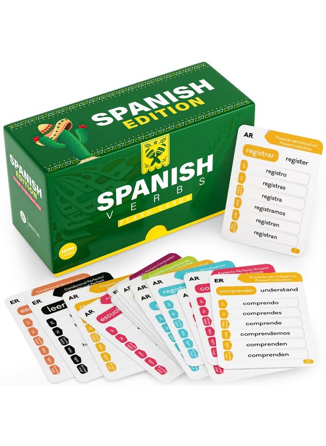 Briston - Spanish Verb Conjugation Flash Cards with 9 Tenses (1,000 Verbs 500 Cards) Educational Language Learning Resource for Memory & Sight Words - Fun Game Play - Kids, Grade School, Classroom or Homeschool - Image 1