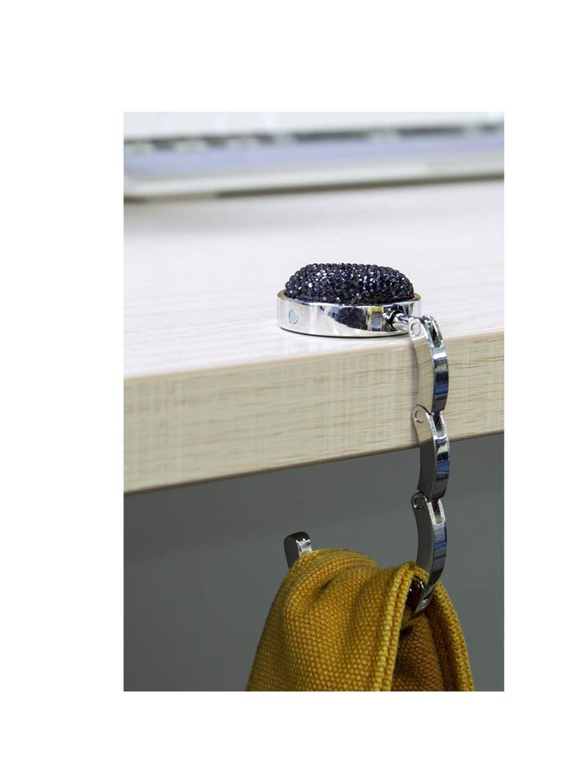 Captaintech Foldable Purse Hook, Floding Handbag Hanger Bling Rhinestone Bag Holder for Table Desk 3PCS Black White Red - Image 4