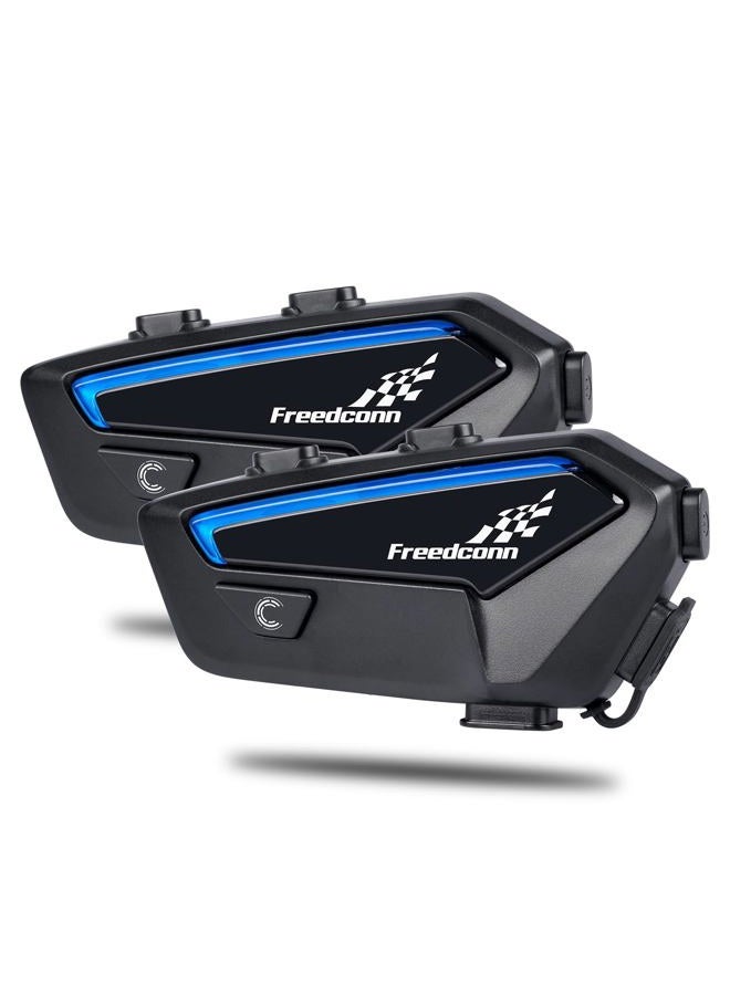 Freedconn Motorcycle Helmet Bluetooth Headset FX 2 Pack Intercom Motorcycle Communication Systems, IP67 Waterproof, 1100mAh 4-6 Riders Men Gifts (Black) - Image 1