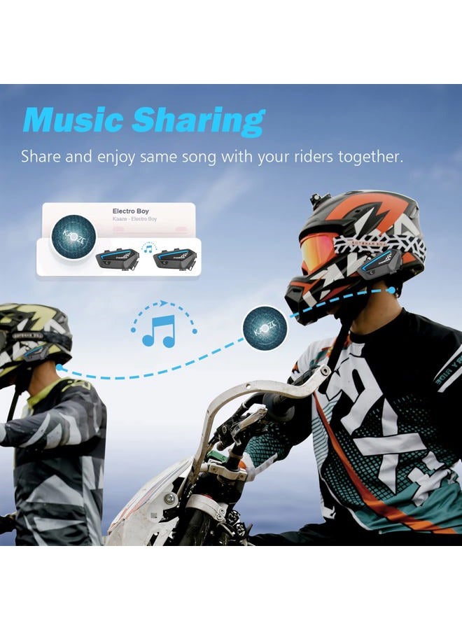Freedconn Motorcycle Helmet Bluetooth Headset FX 2 Pack Intercom Motorcycle Communication Systems, IP67 Waterproof, 1100mAh 4-6 Riders Men Gifts (Black) - Image 5