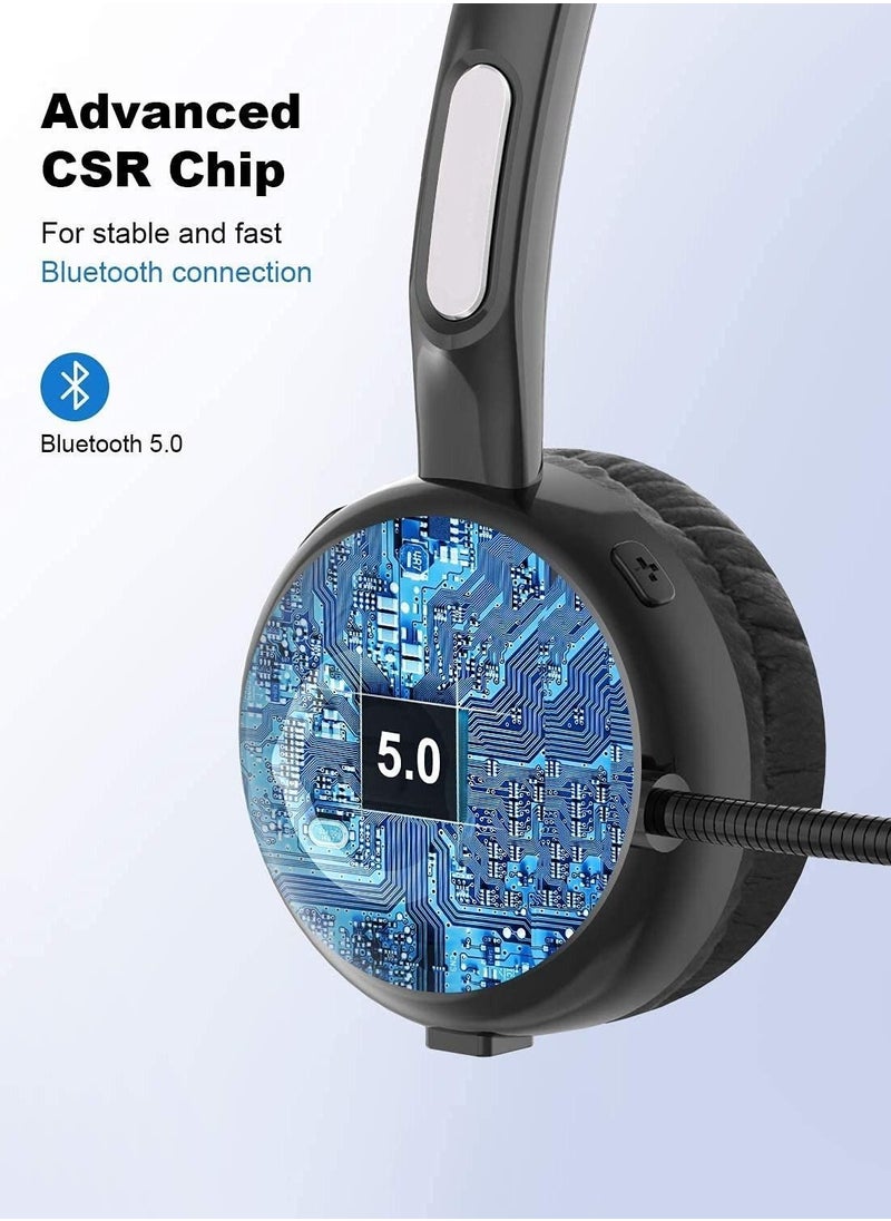 Generic - Bluetooth Headset with Noise Canceling Microphone Wireless Handsfree Headphone for Laptop Cell Phone Tablet Call Center Office Meeting Online Class - Image 1
