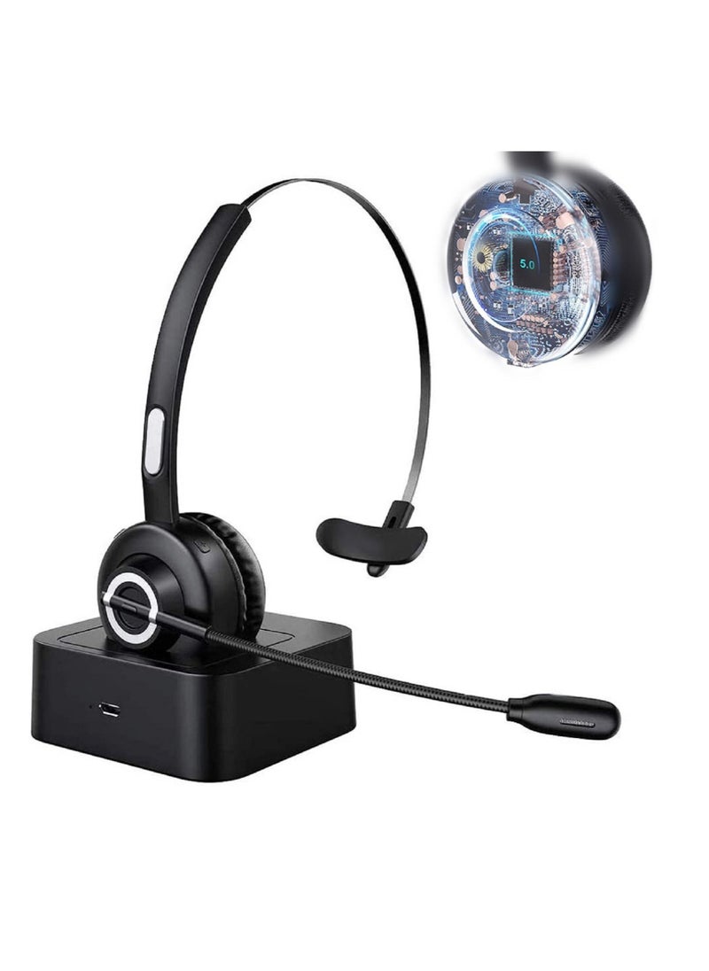 Generic - Bluetooth Headset with Noise Canceling Microphone Wireless Handsfree Headphone for Laptop Cell Phone Tablet Call Center Office Meeting Online Class - Image 1