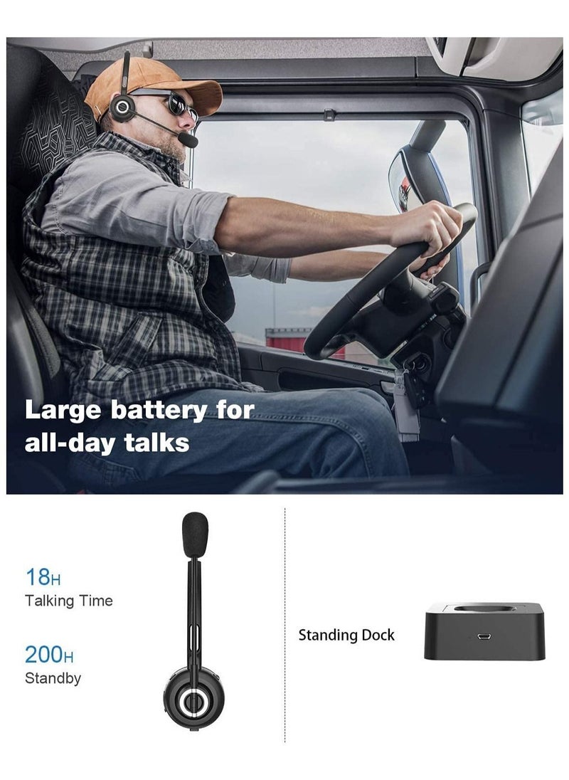 Generic - Bluetooth Headset with Noise Canceling Microphone Wireless Handsfree Headphone for Laptop Cell Phone Tablet Call Center Office Meeting Online Class - Image 1