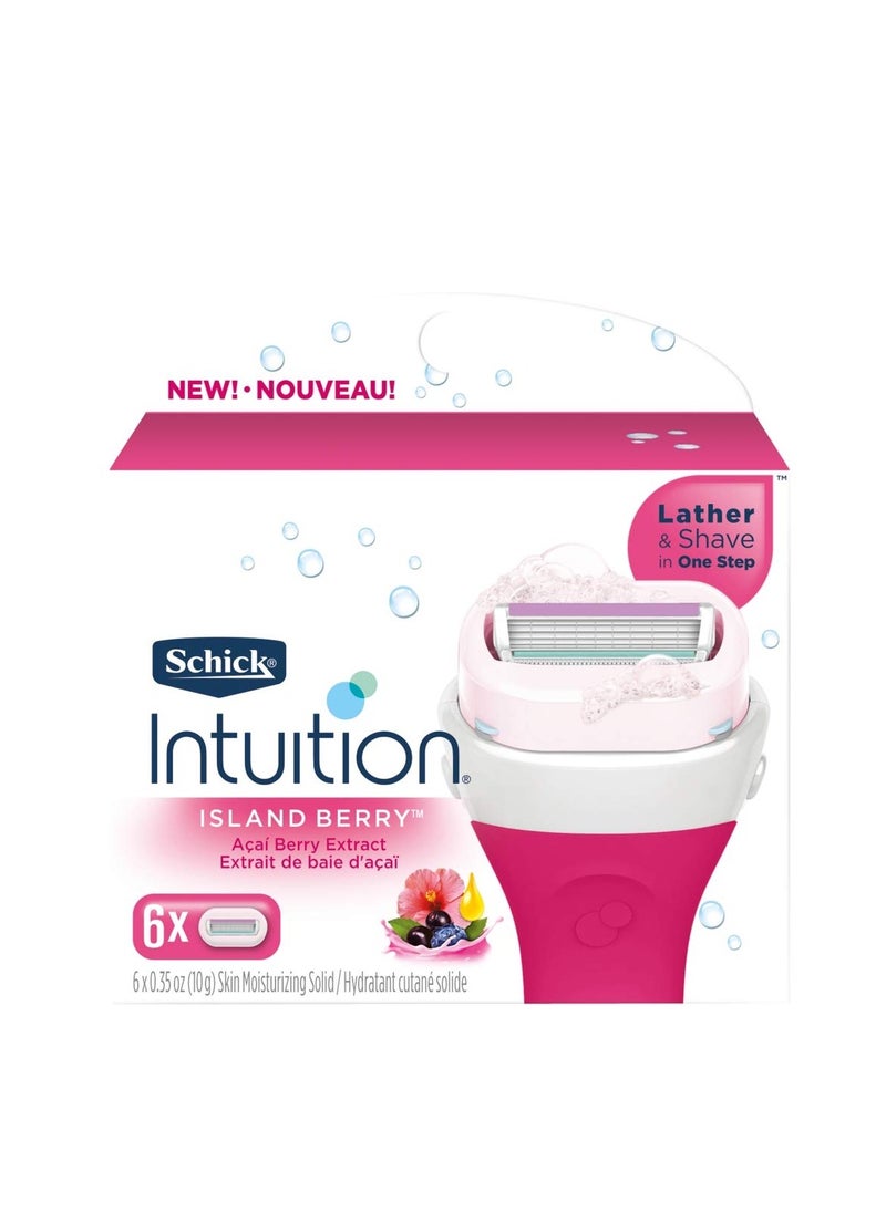 Intuition INTUITION Schick Island Women's Razor Blade Refills with Acai Berry Extract, 6 Count (Pack of 1)  - Image 1