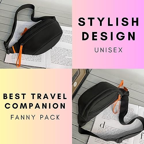 Tressential Waist Bag for Men Women | Cross Body Fanny Pack for Hiking, Travel, Camping, Outdoor Sports, Cycling | Money Belt with Adjustable Strap (Black) - Image 3