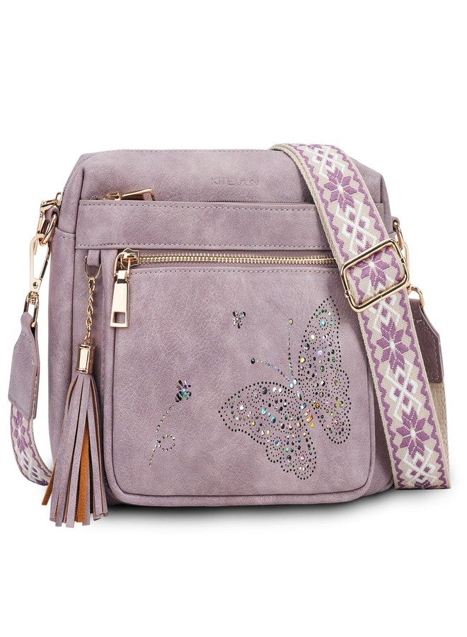 KITEVIUN Crossbody Bags for Women Trendy Leather Crossbody Purse Shoulder Handbags Butterfly Design - Image 1